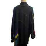 Catherine Bacon Kimono, Mosaic, Black/Teal/Orange Fits M-XL