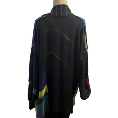 Catherine Bacon Kimono, Mosaic, Black/Teal/Orange Fits M-XL