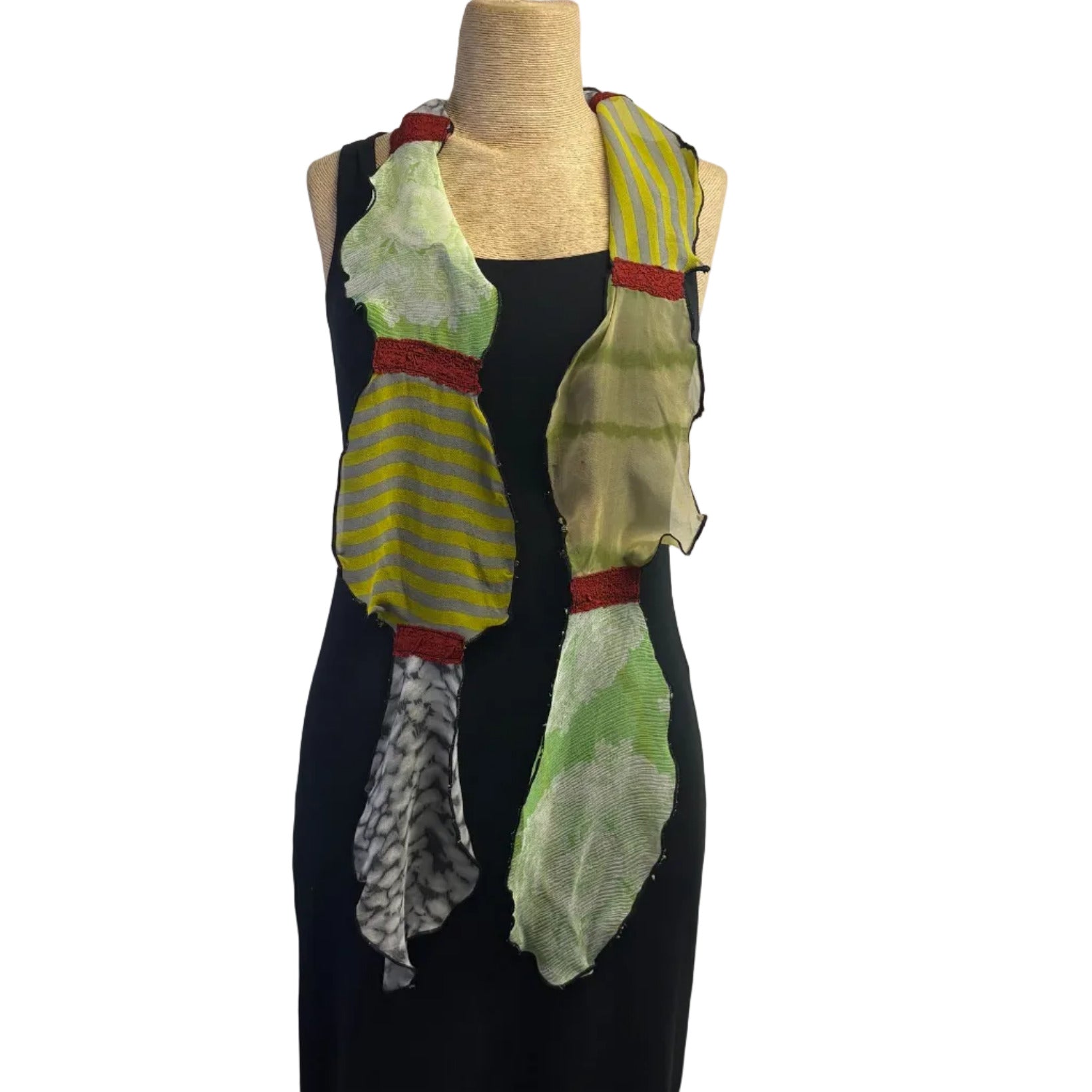 Deborah Cross Scarf, Spring Green/Grey/Olive