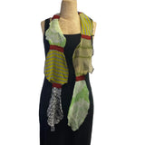 Deborah Cross Scarf, Spring Green/Grey/Red