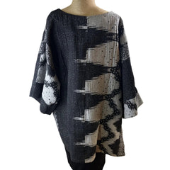Yaza Tunic, Big Pocket, Luna, Black/White, L/XL