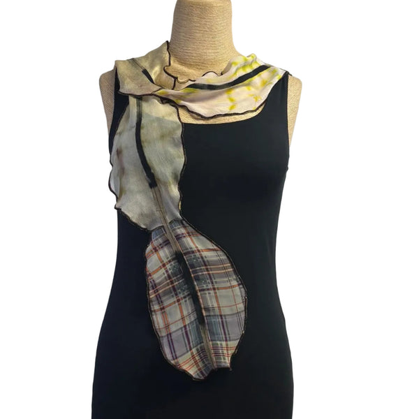 Deborah Cross Scarf, Beige/Ivory/Black