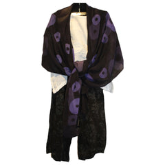 Kiss of the Wolf Shawl, Crinkle Silk, Iris/Black Huari Batik