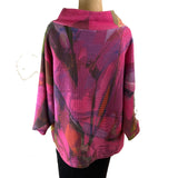 Andrea Geer Crop Top, Funnel Neck, Pink/Purple/Black