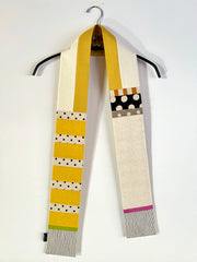 Juanita Girardin Scarf, Abstract, Double-Sided, Yellow With Dotted Accents