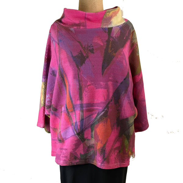 Andrea Geer Crop Top, Funnel Neck, Pink/Purple/Black