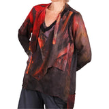 Tatiana Palnitska Blouse, Tangled Up In Bright Streaks, Black/Brown/Red M