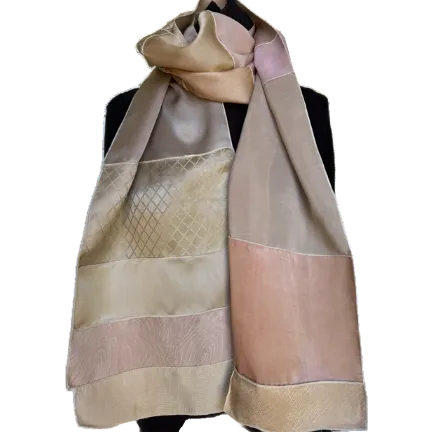 Judith Bird Scarf, SilkSingles, Pale Exploration, Misty Rose/Tan/Salmon