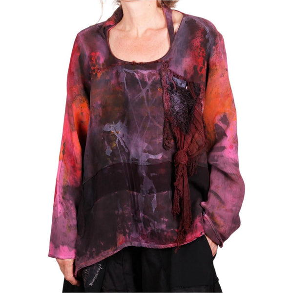 Tatiana Palnitska Blouse, Urban Art Zen, Magenta/Red/Black M