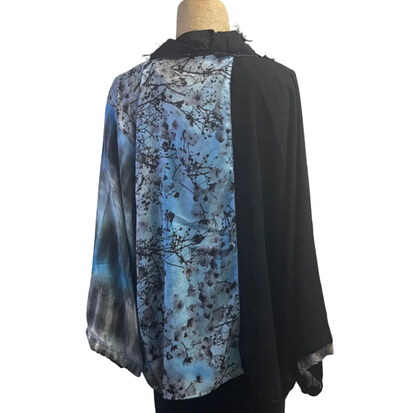 Tatiana Palnitska Top, When Sakura Is Blue, Turquoise/Blue/Red/Black, M/L