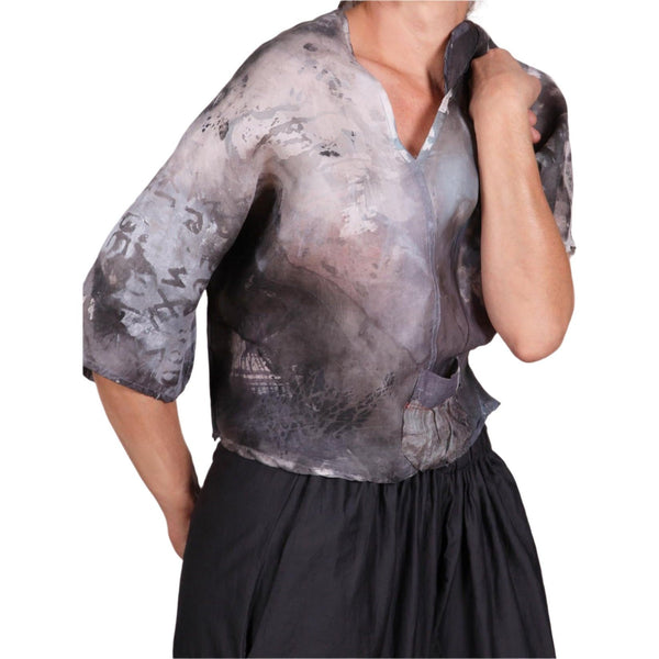 Tatiana Palnitska Blouse, Sculpted Clouds, Gray/White/Black XS