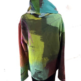 Andrea Geer Fitted Top With Scarf, Salmon/Green/Rust