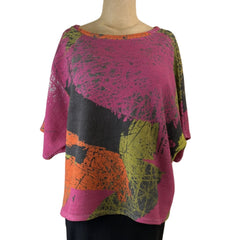 Andrea Geer Crop Top, Boxy, Pink/Orange/Green/Charcoal, M