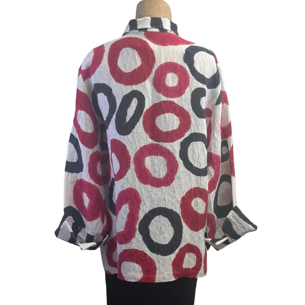 Kay Chapman Jacket, Loop Button, Circles, White/Red/Black, M