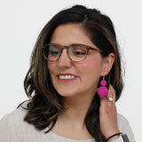Sylca Designs Earrings, Sarah, Double Bead, Fuchsia