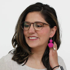 Sylca Designs Earrings, Sarah, Double Bead, Fuchsia