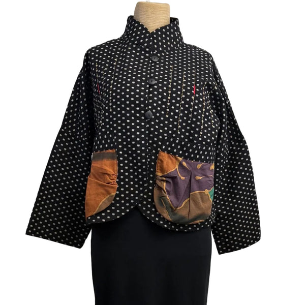 Yaza Jacket, Pouch Pocket, Black/Cream S/M & M/L