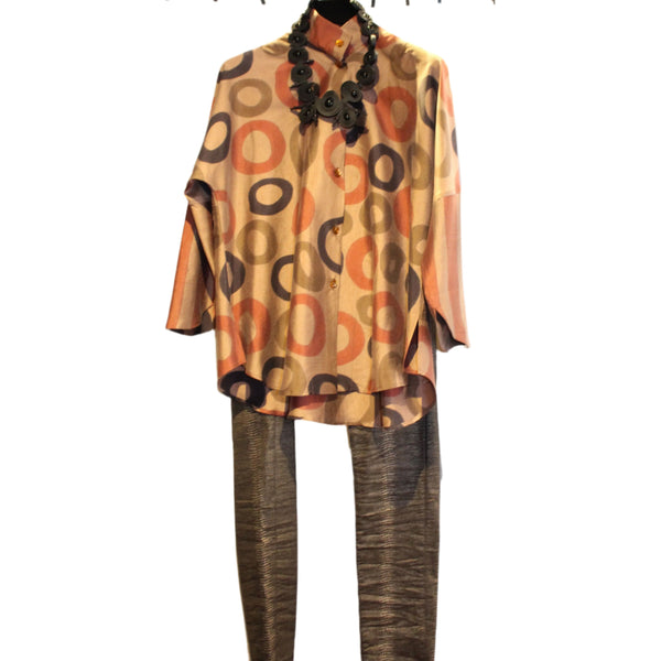 Kay Chapman Shirt, Pasadena, Circles, Copper, M/L