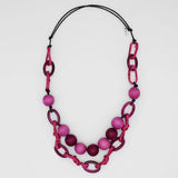 Sylca Designs Necklace, Link, Double Strand, Fuchsia