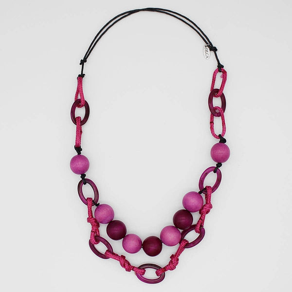 Sylca Designs Necklace, Link, Double Strand, Fuchsia
