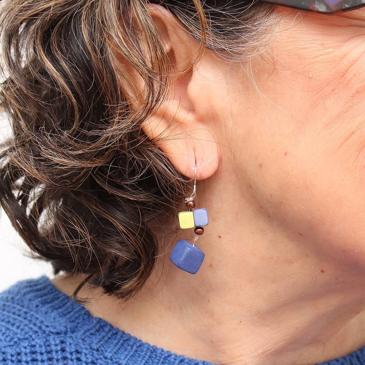 Sylca Designs Drop Earrings, Lia, Blue