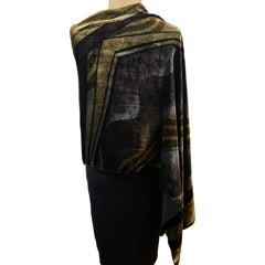 Kay Chapman Poncho, Velvet, Gold/Brown/Gray OS