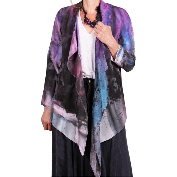 Tatiana Palnitska Jacket, A Colorful Waterfall, Blue/Magenta/Pink/Grey/Black S