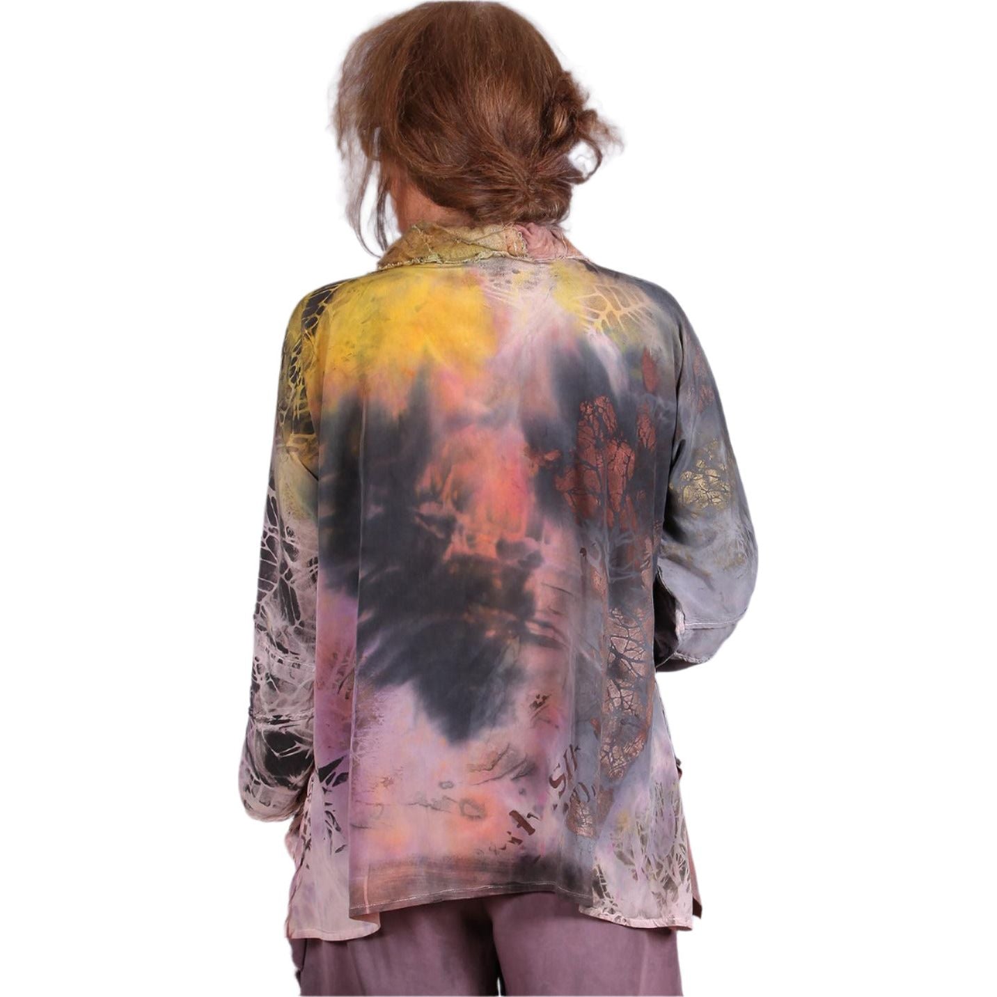 Tatiana Palnitska Blouse, Lost In A Complex Dream, Grey/Lavender/Yellow/Black XS