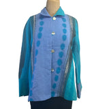 Kay Chapman Jacket, Loop Button, Arial, Turquoise/Lavender, S
