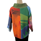 Andrea Geer Crop Top, Funnel Neck, Orange/Green/Magenta, S