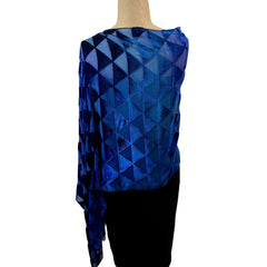 Kay Chapman Poncho, Cut Velvet, Triangles, Blue/Purple OS