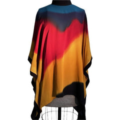 Catherine Bacon Tunic, Painted Butterfly, Landscape, Gold/Rust/Turquoise/Blue, OS