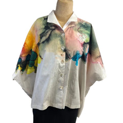 M Square Shirt, Poncho, Splash, White/Multi-Color