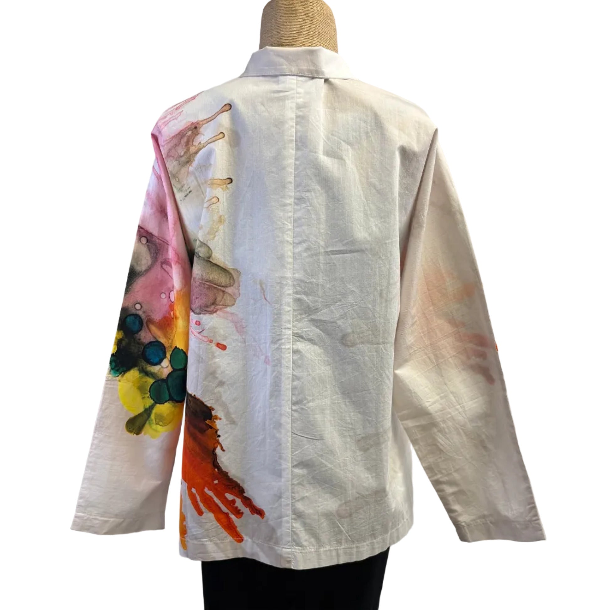 M Square Shirt, Mandarin Swing, Splash, White/Multi-Color
