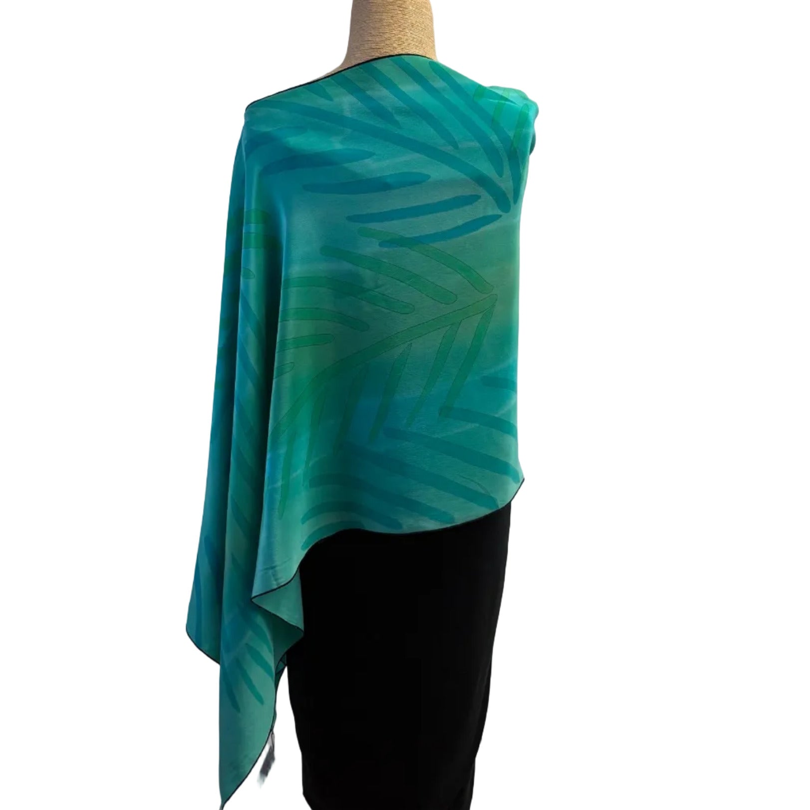 Kay Chapman Poncho, Palms, Aqua, OS