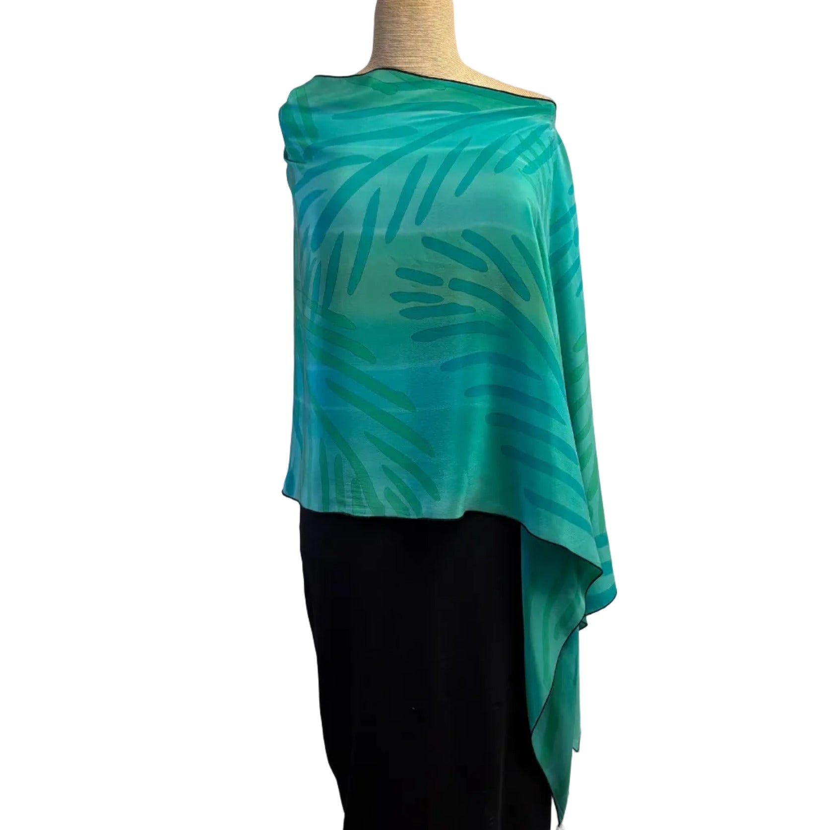 Kay Chapman Poncho, Palms, Aqua, OS