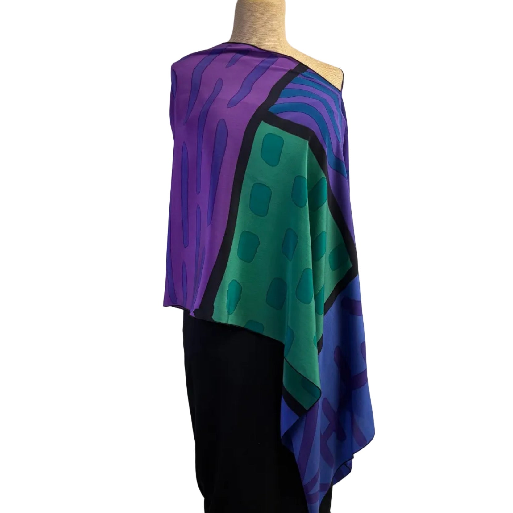 Kay Chapman Poncho, Patchwork, Purple/Green, OS