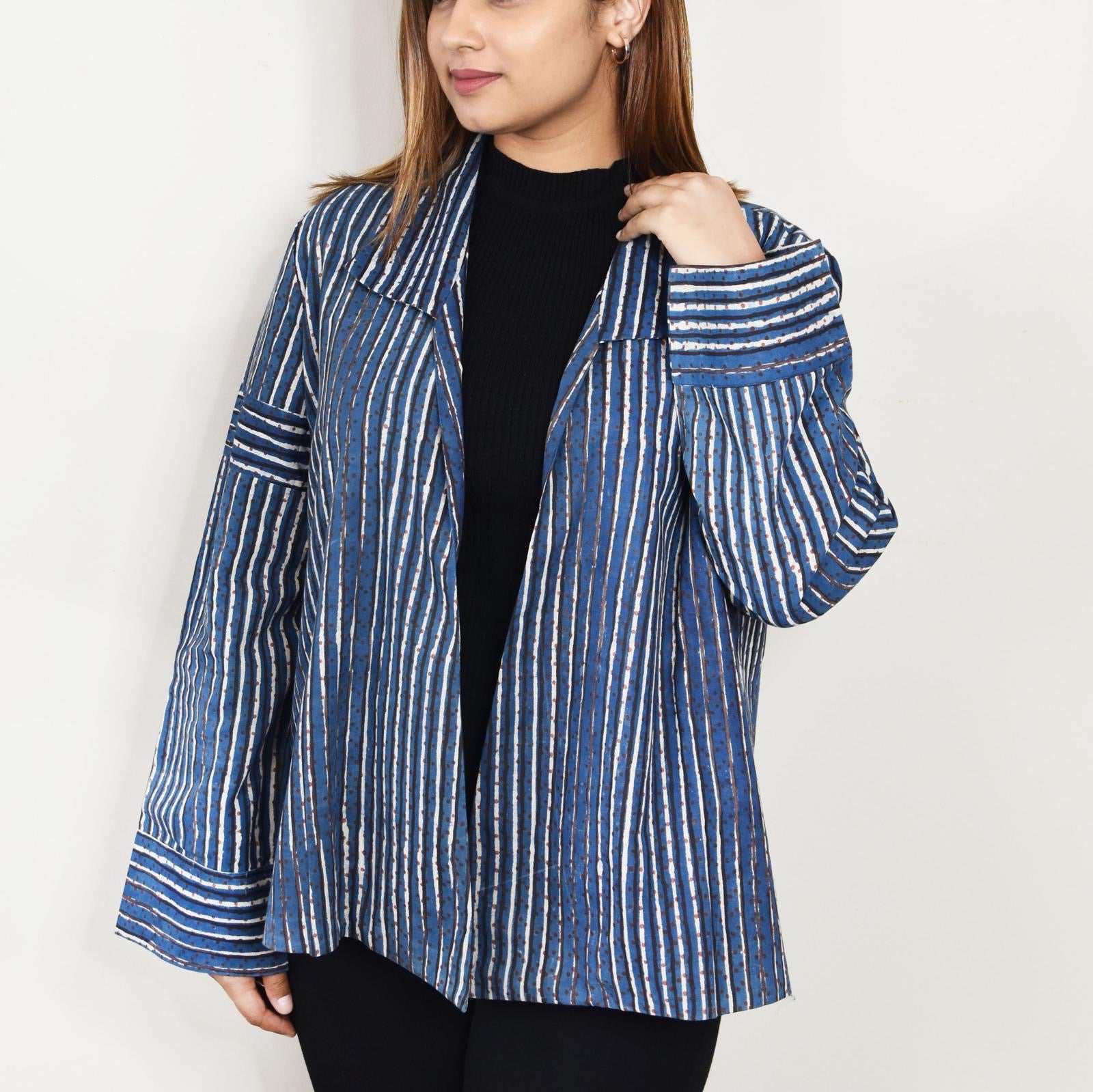 Sudarshan Jacket, Blue/White, Red Dots, XL