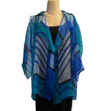 Kay Chapman Jacket, Organza, Turquoise/White, OS Fits S-L