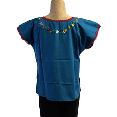 Miriam Campos Top, Embroidered, Blue/Multicolor, S