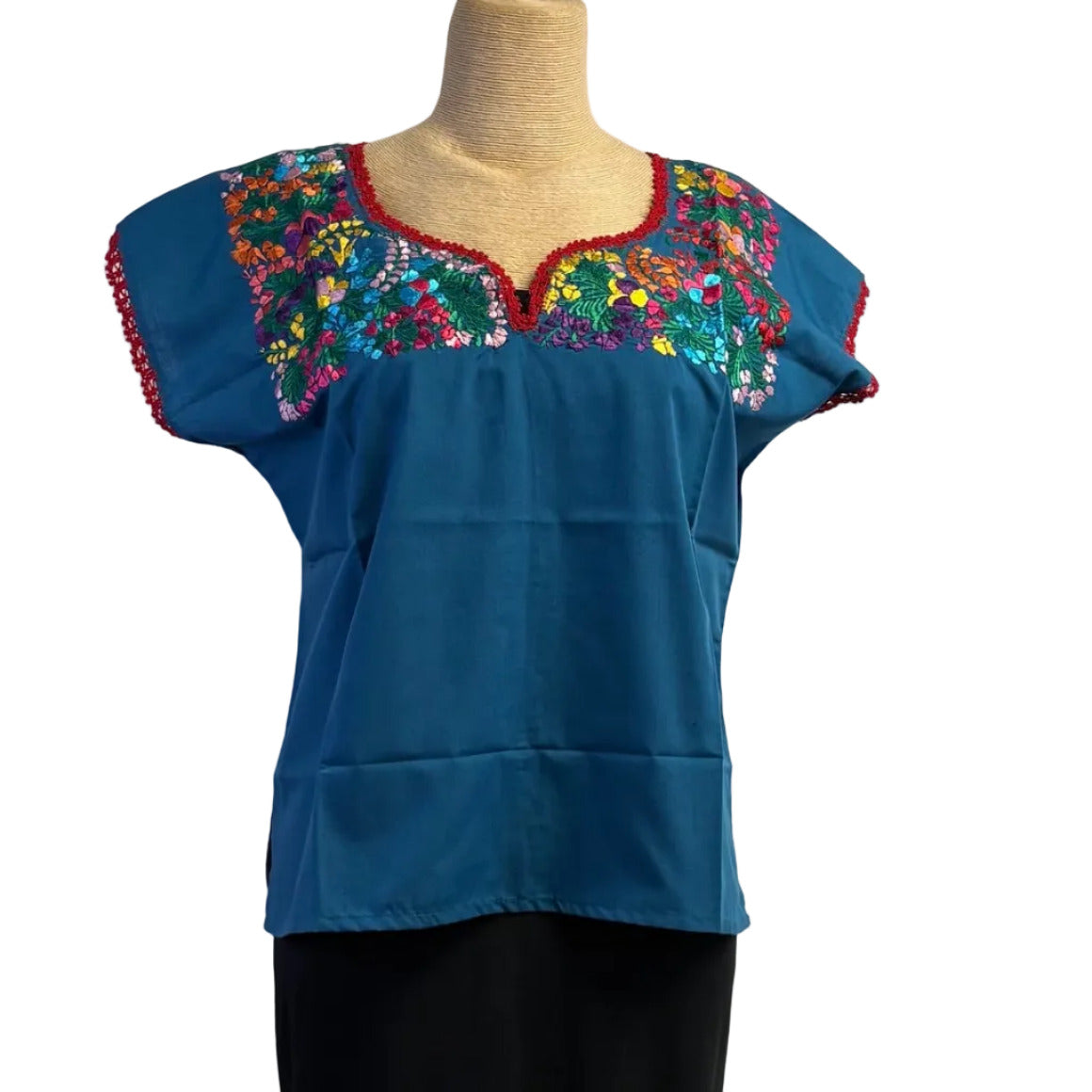 Miriam Campos Top, Embroidered, Blue/Multicolor, S