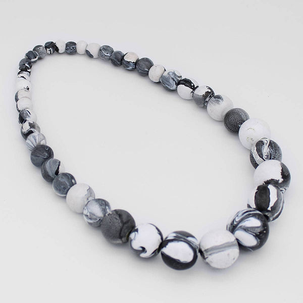 Sylca Designs Necklace, Kori, Beaded, White/Grey