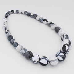Sylca Designs Necklace, Kori, Beaded, White/Grey