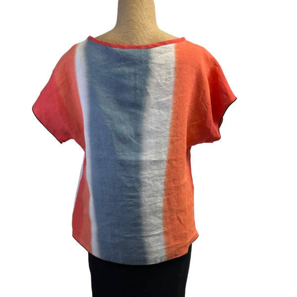 Kay Chapman Crop Top, White/Orange/Gray  S