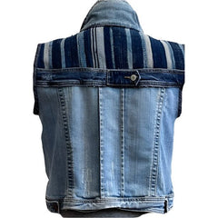 Catherine Bacon Vest, Wump, Denim, Front Pleats, Japanese Boro Fabric On Back, S