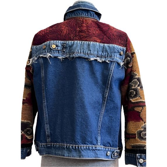 Catherine Bacon Jean Jacket, Wump, Front Pleats, Knit Sleeves, Dyed Yoke, S/M