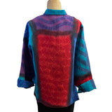 Kay Chapman Jacket, Loop Button, Patchwork, Turquoise/Blue/Red  XS