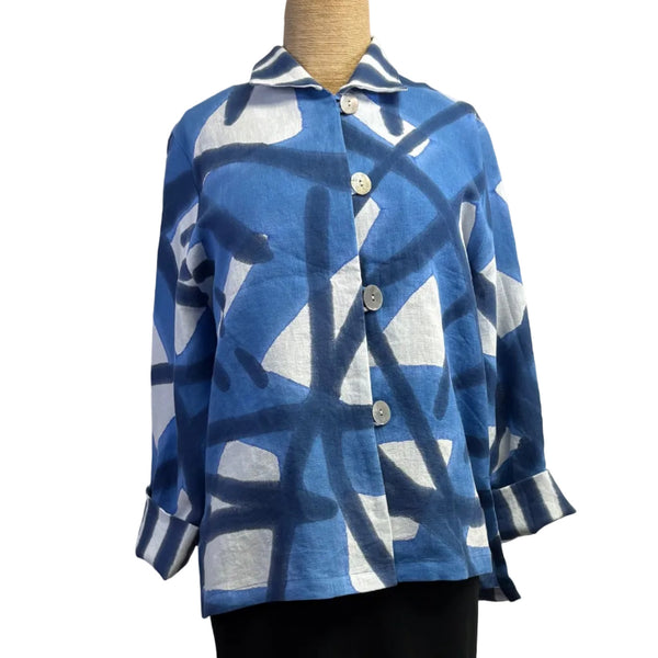 Kay Chapman Jacket, Loop Button, Graffiti, White/Blue, S