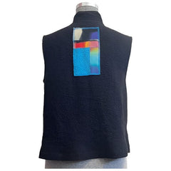 Catherine Bacon Vest, Pieced, Painted, Turquoise/Black, S