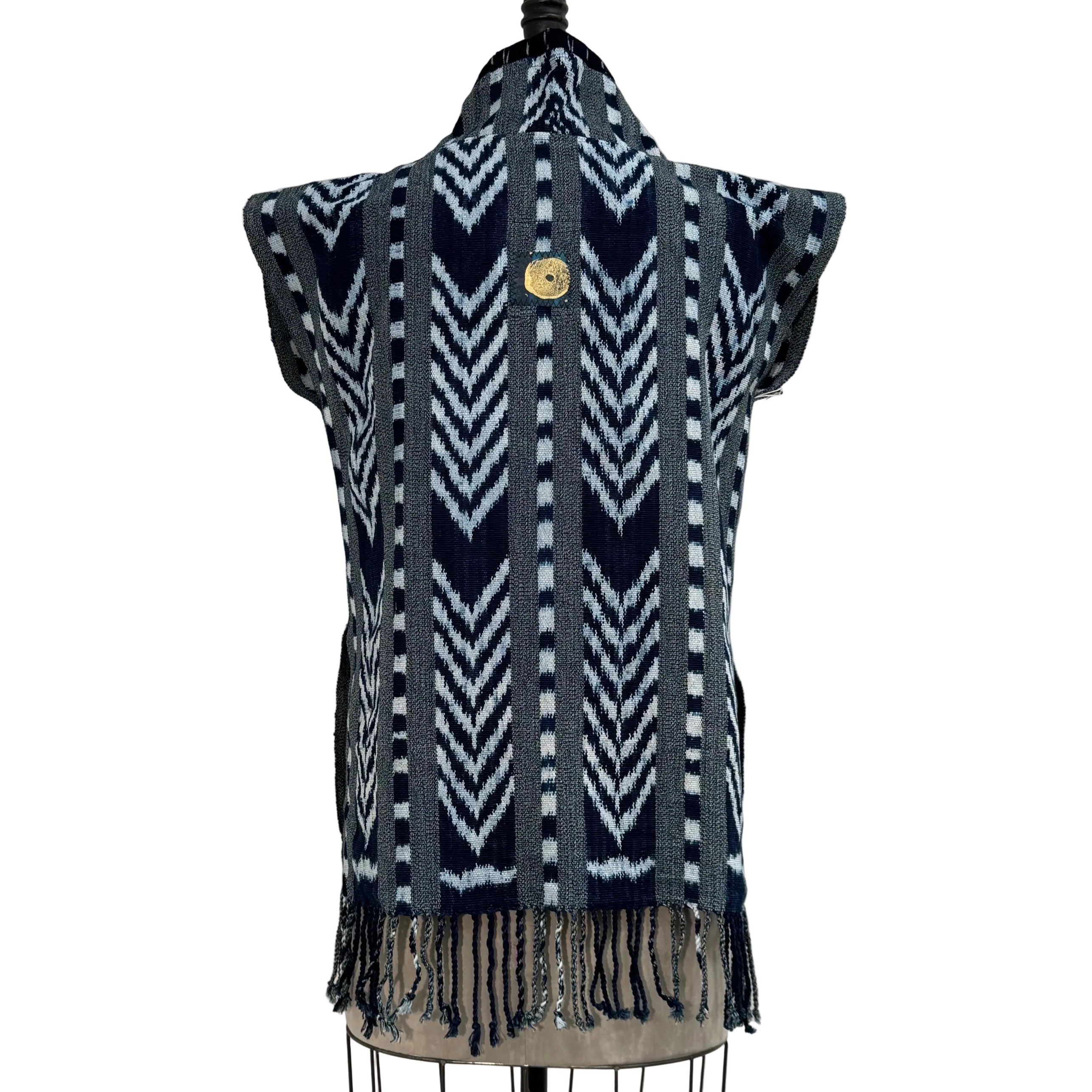 Holly Badgley Cowl Tunic, Ikat, Blue, S/M